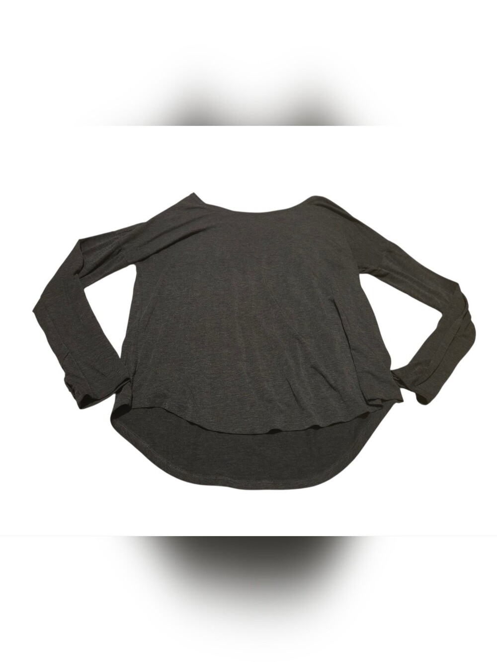Women’s M Athleta Charcoal Gray Essence Twist Back Open Keyhole Long Sleeve Top
